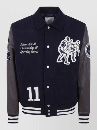 Les Deux varsity basket wool jacket contrast sleeves
