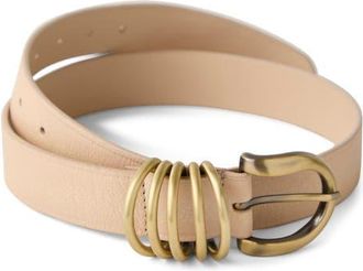 Free People Rori Leather Belt in Cream at Nordstrom, Size X-Small