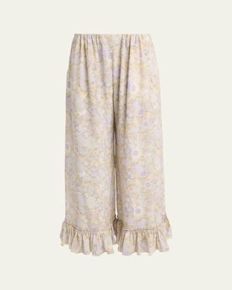 Chlo&eacute; Painted Flowers Silk Trousers