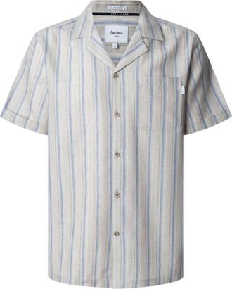 Pepe Jeans London Gestreept Altea Shirt - Heren - Korte mouwen Overhemden - Veelkleurig - M - Katoen - Overhemden
