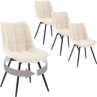 Woltu Woltu - Juego De 4 Sillas De Comedor Para Sal&oacute;n, Oficina O Terraza, Con Respaldo Ergon&oacute;mico, Asiento De Terciopelo Y Patas De Metal, Color Beige