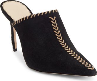 Cinq &agrave; Sept Susan Whipstitch Mule in Black/Brown Sugar at Nordstrom Rack, Size 10.5Us / 40.5Eu