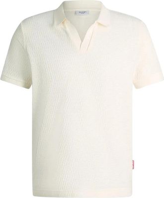 Joop Woven Texture Polo Shirt - Heren - Polos - Wit - 2XL - Katoen - Tops