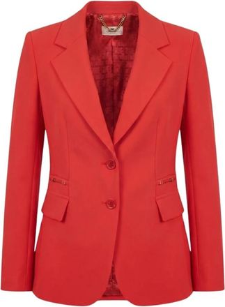 Elisabetta Franchi Giacca In Doppio Crepe Stretch - Dames - Blazers - Rood - M - Polyester - Jassen