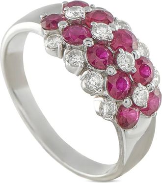 Luxury Bazaar 18K white gold diamond ruby ring - Zilver