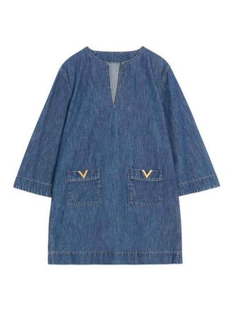 Valentino Garavani Vlogo Signature Denim Short Dress