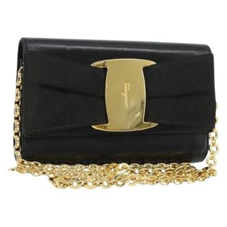 Ferragamo Pre-owned Clutches, female, Black, Size: ONE SIZE Pre-owned Leather Shoulder Bag