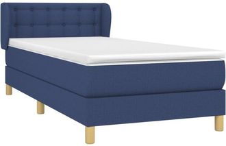 vidaXL Cama Box Spring Con Colch&oacute;n Tela Azul 90x200 Cm Vidaxl