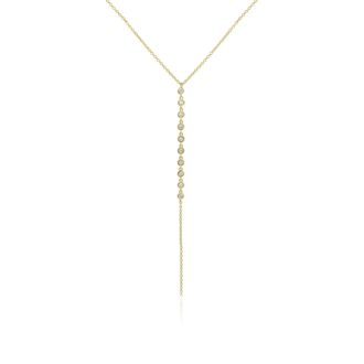 The Lovery Lariat Bezel CZ Necklace 14K Gold Plated Sterling Silver