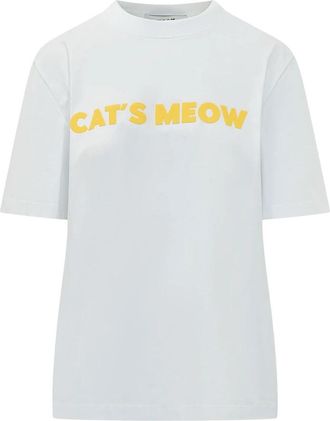 Msgm Bedruikt T-shirt - Dames - T-shirts - Wit - XS - Katoen - Tops