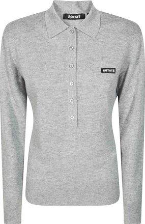 Rotate Wool Longsleeve Polo Merino Wool-Blend Top