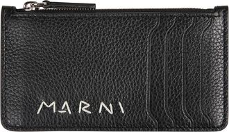 Marni Geborduurde kaarthouder - Heren - Portefeuilles - Zwart - ONE Size - Accessoires