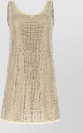 Prada rhinestone halter mini dress