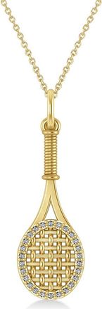 Allurez Diamond Accented Tennis Racket Pendant Necklace 14K 0.48ct in Yellow Gold at Nordstrom, Size 18