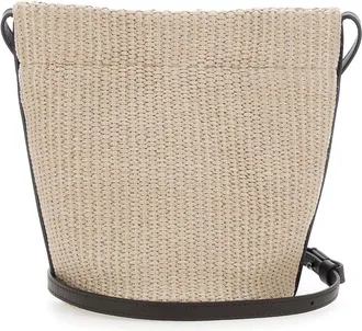 Brunello Cucinelli Womens Shoulder Bag Raffia Beige Cotton