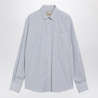 Valentino Ivory Shirt With Light Blue And Blue Stripes