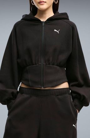 Puma Street Glam Studded Cotton Blend Hoodie in Puma Black at Nordstrom, Size X-Large