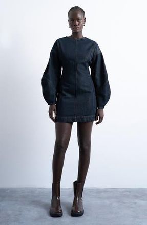Topshop Long Sleeve Denim Minidress in Medium Blue at Nordstrom Rack, Size 4 Us (Fits Like 0-2) Uk