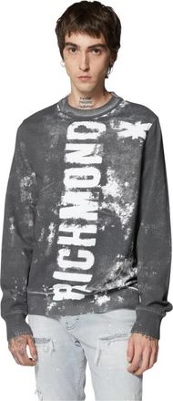 John Richmond Sweatshirt met ronde hals en vintage grafische printeffect - Heren - Sweatshirts - Grijs - XL - Katoen - Hoodies & sweatvesten
