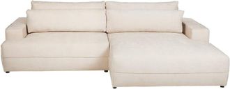 VENTE-UNIQUE.COM Sofá rinconera poliéster 5 plazas beige 274x153cm