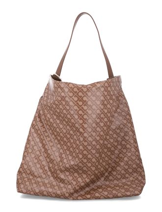 Gherardini Brown Geometric Pattern Large Tote Bag