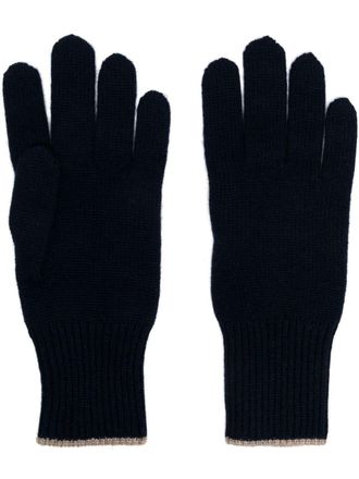 Brunello Cucinelli contrast-trim cashmere gloves - Blue