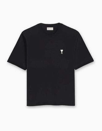 Ami Mens Mens AMI Black Ami De Coeur Et Imprime Place Des Victoires Au Dos T-Shirt - Size: 44