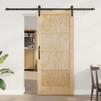 vidaXL Puerta Deslizante Manual Natural Y Negro 86 X 198.5 Cm Vidaxl