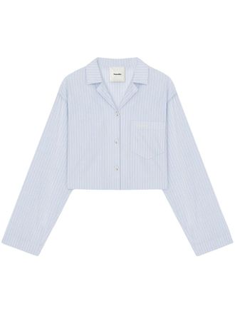 Nanushka striped shirt - women - Organic Cotton - L - Blue