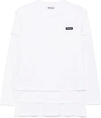 Miu Miu T-shirt con applicazione - Bianco