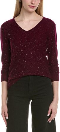 Sofiacashmere Sequin Deep V Wool & Cashmere-Blend Sweater
