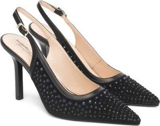 Nero Giardini Embellished Slingback Pointed Toe Pump in Black at Nordstrom, Size 6Us