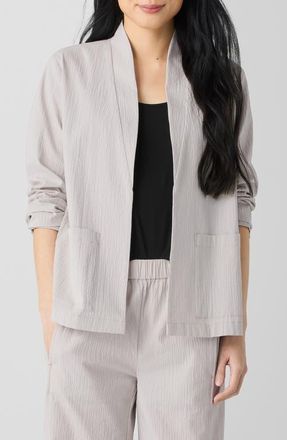 Eileen Fisher Crinkled Stretch Organic Cotton Jacket in Chalk at Nordstrom, Size Large