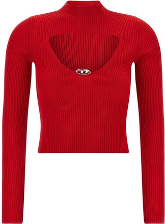 Diesel Red Knitted Mock Collar Sweater
