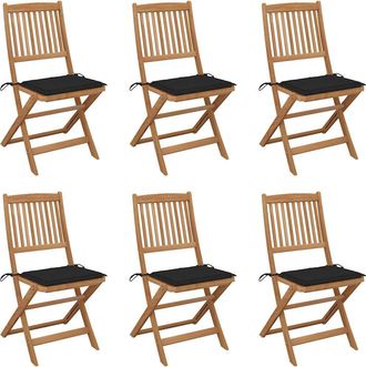 vidaXL Sillas De Jard&iacute;n Plegables 6 Uds Y Cojines Madera Maciza Acacia Vidaxl
