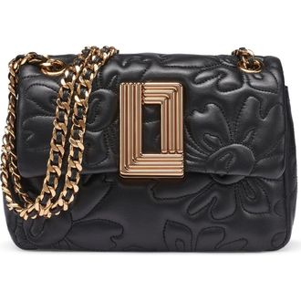 Karl Lagerfeld Lafayette Quilted Floral Crossbody in Black/gold at Nordstrom