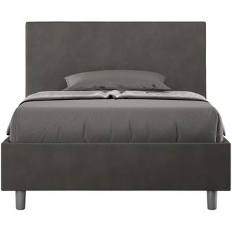 ITYhome Letto una piazza e mezza rivestito in Microfibra - adele - Colore: Grigio - Tipologia Letto: Con Rete e Contenitore - Dimensione Rete: 120x210