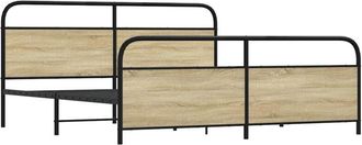 vidaXL Vidaxl - Estructura de cama sin colchón metal roble Sonoma 193x203 cm