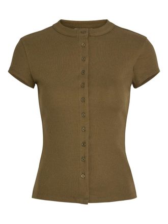 Reformation Raelynn buttoned ribbed top - women - Organic Cotton/Spandex/Elastane - L - Green