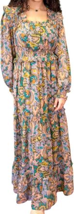 Fate Sunset Meadows Smocked Waist Dress In Yellow