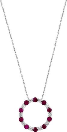 Effy Sterling Silver Ruby Diamond Open Circle Pendant Necklace at Nordstrom Rack