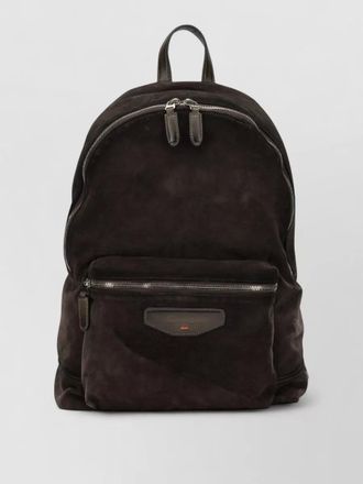 Santoni suede backpack adjustable straps top handle