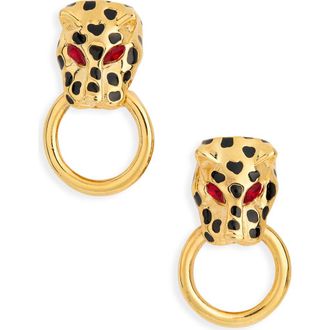 Kenneth Jay Lane Leopard Statement Earrings in Polished Gold at Nordstrom Rack