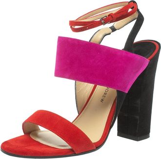 PAUL ANDREW Tricolor Suede Xiamen Ankle Strap Sandals