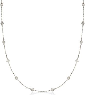 Ross-Simons 1.00- Bezel-Set Diamond Station Necklace in Sterling Silver