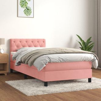 vidaXL Cama Box Spring Con Colch&oacute;n Terciopelo Rosa 80x200 Cm Vidaxl