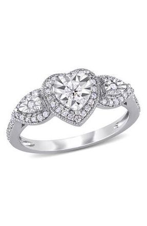 Delmar Triple Diamond Heart Ring in Silver at Nordstrom Rack, Size 5