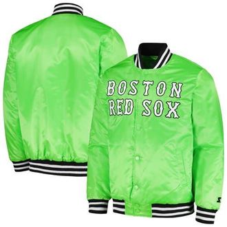 Starter Mens Starter Neon Green Boston Red Sox Cross Bronx Fashion Satin Full-Snap Varsity Jacket at Nordstrom, Size X-Large