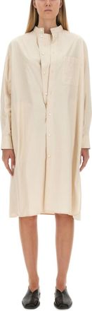 Christophe Lemaire White Mandarin Collar Midi Dress