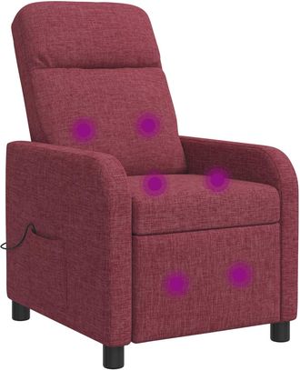 vidaXL Silla De Masajes Reclinable Rojo Vino Tela Vidaxl